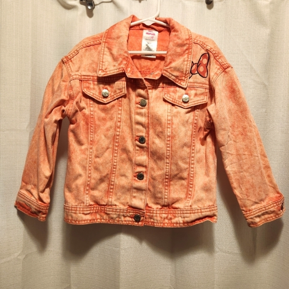 Disney Junior Minnie Mouse Pink Acid Wash Denim Jacket Girls Size 6